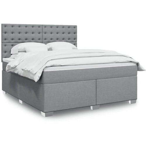 VidaXL Box spring postelja z vzmetnico svetlo siva 180x200 cm blago Slike