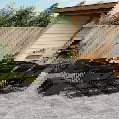 VidaXL 13-dijelni vrtni blagovaonski set s jastucima poliratan crni Slike
