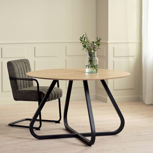 Unique Furniture Okrugao blagovaonski stol s pločom stola u dekoru hrasta u prirodnoj boji &amp;oslash; 120 cm Cesura &amp;ndash; Slike