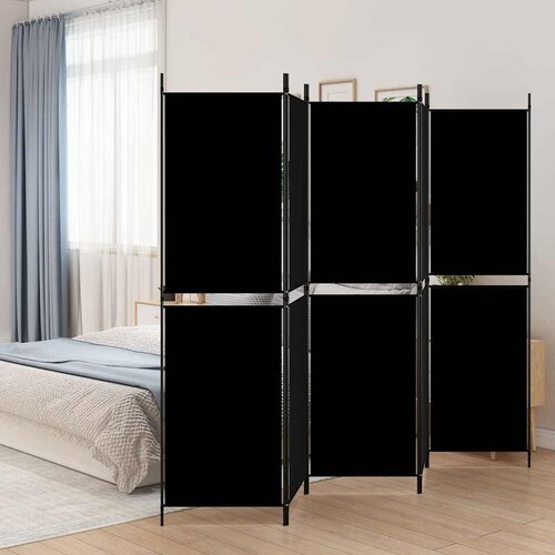 Sobna pregrada s 5 panela crna 250 x 180 cm od tkanine Cene