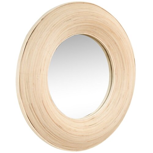 Hübsch Stensko ogledalo z bambusovim okvirjem ø 60 cm Blush – Cene