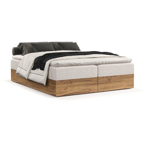 Maison de R&amp;ecirc;ve bež/u prirodnoj boji boxspring krevet s prostorom za odlaganje 200x200 cm faro &amp;ndash; Slike