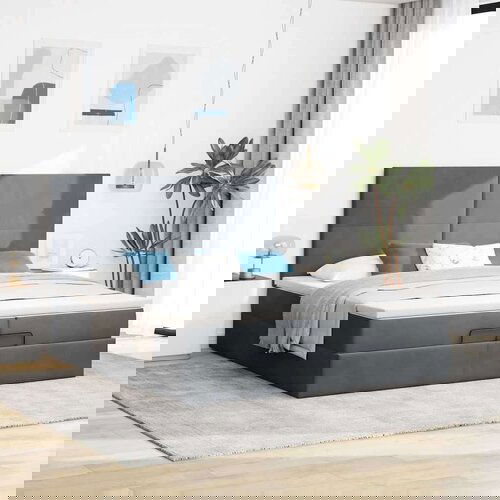 vidaXL Okvir kreveta s madracima tamnosivi 200x200cm baršunasti Cijene