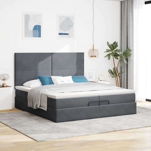 vidaXL Otomanski posteljni okvir z vzmetnicami siv 200x200cm žamet Cene