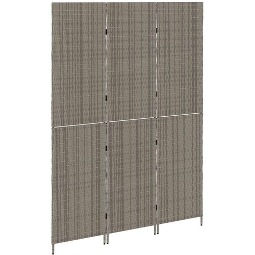 VidaXL Pregradni zid 3 Ploče Sklopivi Sivi 147x180 cm Poli Ratan Slike