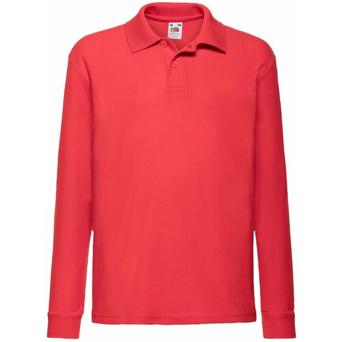 Fruit Of The Loom Red Long Sleeve Polo Shirt Slike