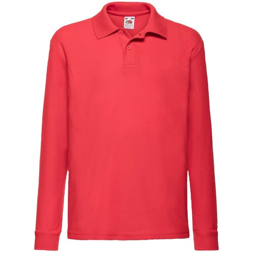 Fruit Of The Loom Red Long Sleeve Polo Shirt Slike