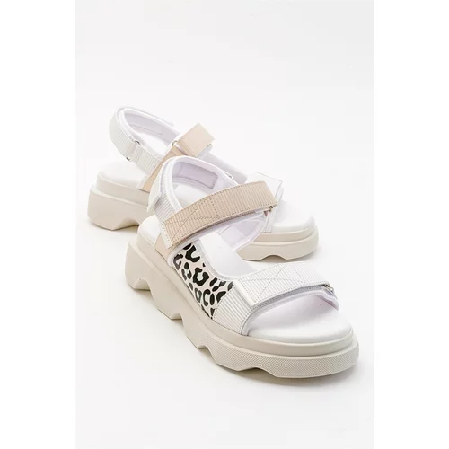 LuviShoes Tedy Women's White Patterned Sandals