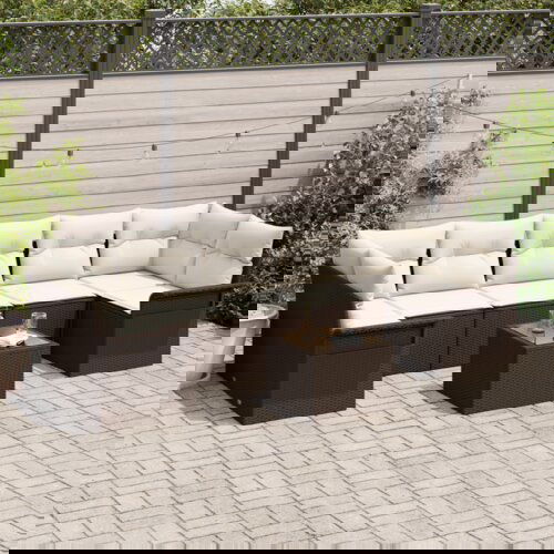  8-dijelni vrtni set sofe s jastučićima smeđi poli ratan Cene