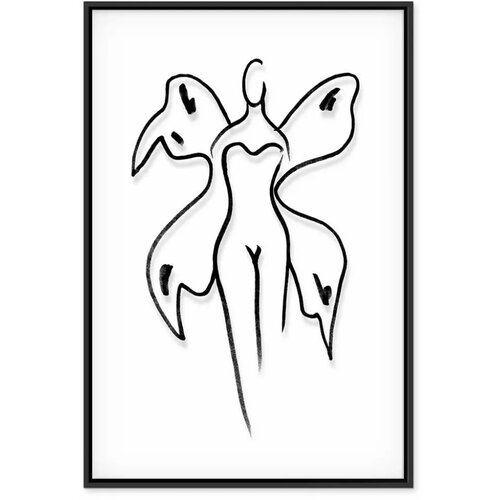  Slika - Butterfly Woman (1 Part) Vertical 60x90 U crnom drvenom okviru Slike