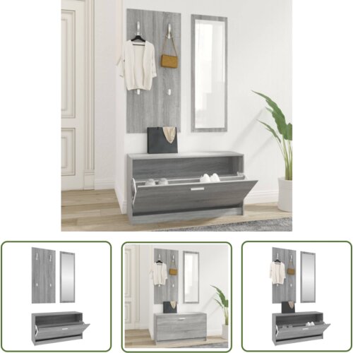 The Living Store 3 v 1 Komplet omaric za čevlje siva sonoma hrast inženirski les - Komplet Omaric Za Čevlje, (21744388) Slike