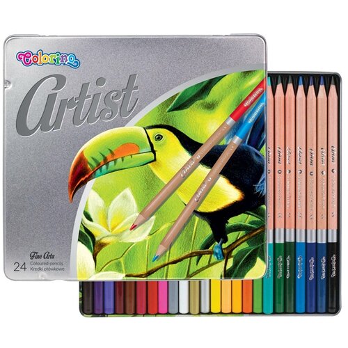  Barvni svinčniki Colorino Artist v pločevinasti &amp;scaron;katlici - komplet 24 kosov Slike