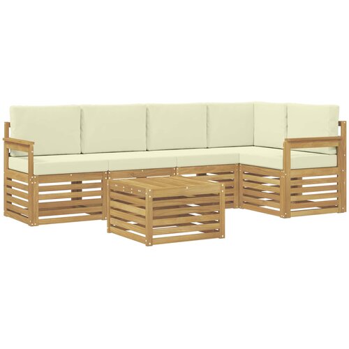 Set vanjskih sofa 6 pcs Bijela i krem 59 x 59 x 37 cm Poliester Slike