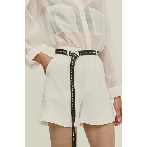 Answear Lab Kratke hlače za žene, boja: bijela, bez uzorka, visoki struk
