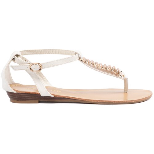 Shelvt White flip-flops with gold decoration Cene