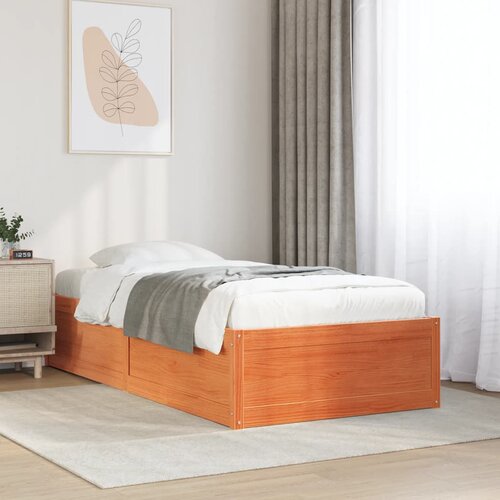 Furnova Posteljni okvir brez vzmetnice vo&amp;scaron;čeno rjav 100x200 cm borovina, (21934192) Slike