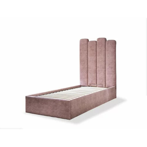 Miuform Ružičasti tapecirani krevet za jednu osobu s prostorom za pohranu s podnicom 90x200 cm Dreamy Aurora -