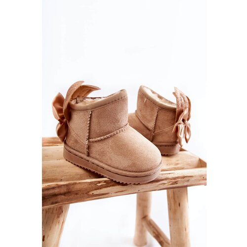 Kesi Girls' Warm Snow Boots With Bows Beige Meriva Cene