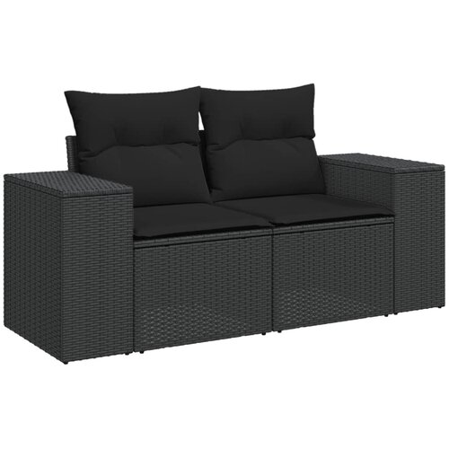  7-dijelni set vrtnih sofa od poliratana s jastucima crni Crna 93 x 62 x 69 cm Slike
