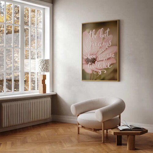  Plakat - The Best Dreams Happen When You Are Awake 60x90 Zlatni okvir Slike