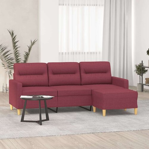  Trosjed s tabureom crvena boja vina 180 cm od tkanine Cijene