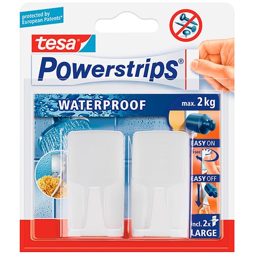 Tesa Stenska kljukica Tesa Powerstrips Waterproof (2 kosa, umetna masa, bela) Cene