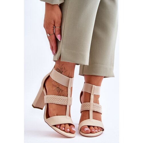 FE1 Leather Sandals High Heel Boots Beige Marren Slike