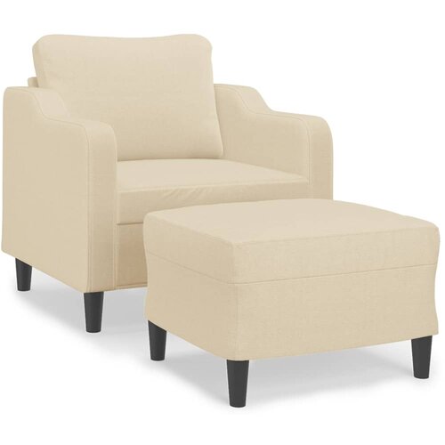 vidaXL Fotelja s tabureom krem 60 cm od tkanine Cijene