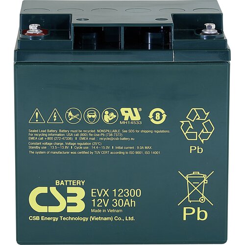 CSB Battery Svinčev akumulator 12 V 30 Ah EVX 12300 EVX12300 svinčeno-koprenasti (AGM) (&amp;Scaron; x V x G) 166 x 175 x 125 mm M5 vijačni priključek stabilni cikli\, brez vzdrževanja, (20438609) Slike