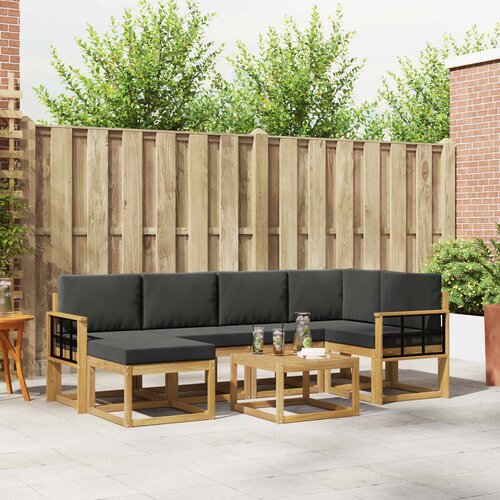  Set vanjskih sofa 7 kom. Bijela i antracit Čvrsto drvo akacije Cijene