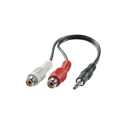 Roline 11.09.4340 utičnica audio priključni kabel [1x 3,5 mm banana utikač - 2x ženski cinch konektor] crna sa za&amp;scaron;titom Slike