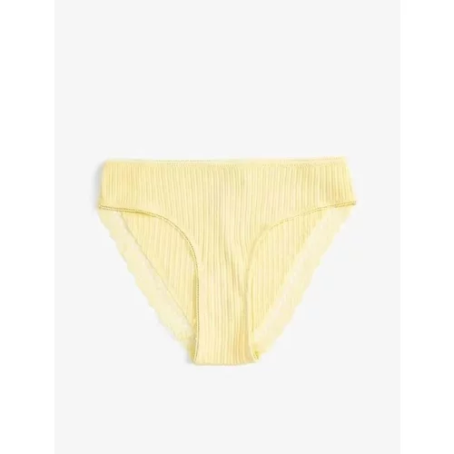 Koton Women's Underwear Lace Panties Brief Textured 3slk30026mk Yellow