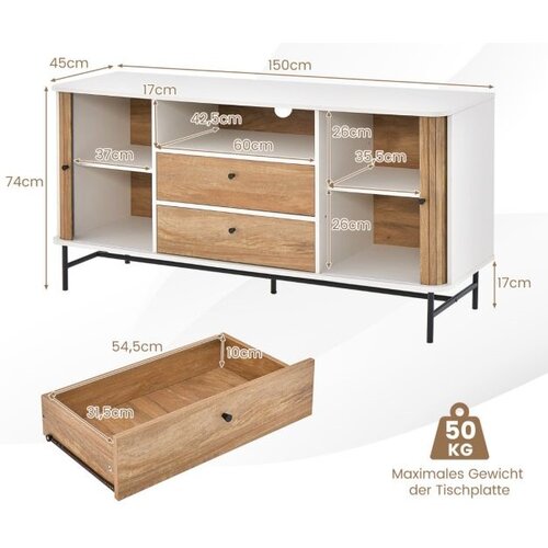  Moderna samopostrežna kavarna z drsnimi vrati 150 x 45 x 74 cm bela + hrast Slike