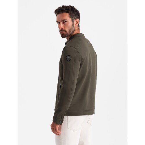 Ombre Men's BIKER jacket in structured fabric - dark olive green Cijene