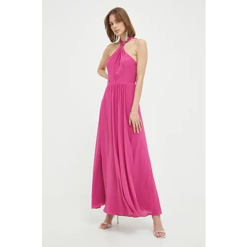 Patrizia Pepe Svilena haljina boja: ružičasta, maxi, širi se prema dolje