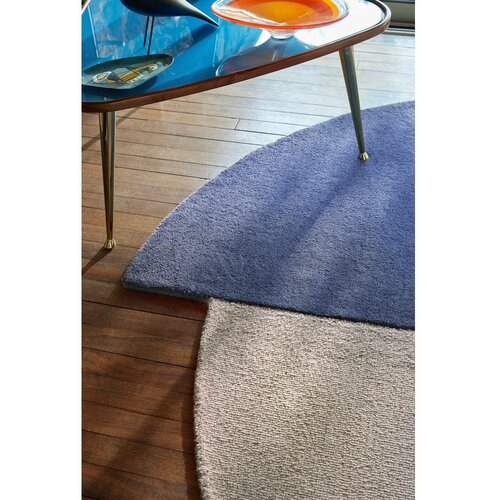 Flair Rugs Modra ročno tkana volnena okrogla preproga &amp;oslash; 200 cm Mia Segment &amp;ndash; Slike