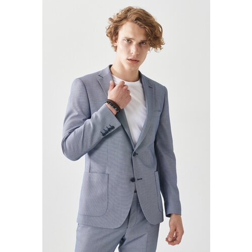 Altinyildiz classics Men's Navy Blue-White Extra Slim Fit Slim Fit Slim Fit Monocollar Classic Suit. Slike