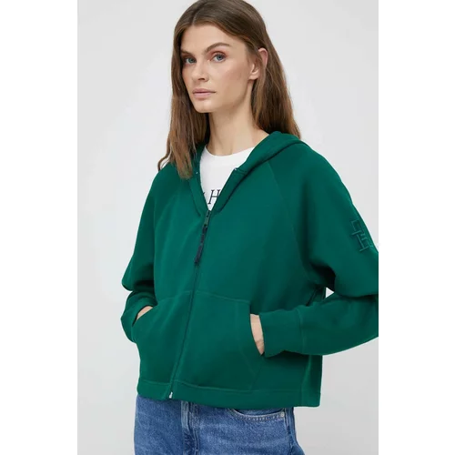 Tommy Hilfiger Bluza ženska, zelena barva, s kapuco