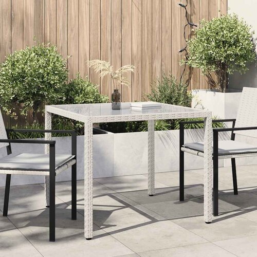  Vrtni stol 90x90x75 cm od kaljenog stakla i poliratana bijeli Cijene