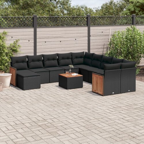  12-dijelni set vrtnih sofa od poliratana s jastucima crni Cijene