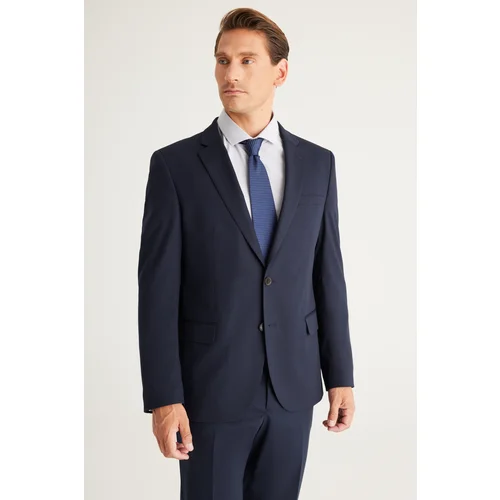 ALTINYILDIZ CLASSICS Men's Navy Blue Regular Fit Relaxed Cut Mono Collar Suit