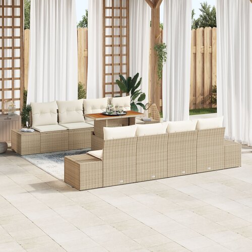 VidaXL Ba&amp;scaron;tenska Sofa Set Set od 7 Bež i Krem Ratan i Poliester Slike
