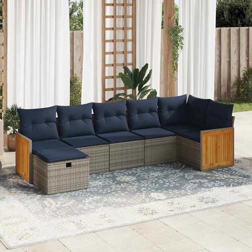  7-dijelni set vrtnih sofa sivi od poliratana Cijene