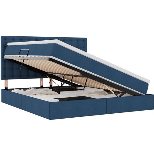  Krevet s od storage s madracem Plava 180 x 200 cm Lažna koža Slike