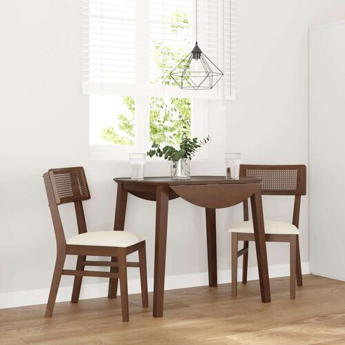 vidaXL Jedilni stoli z blazinami 2 kosa Brown Solid Wood Rubber Cene