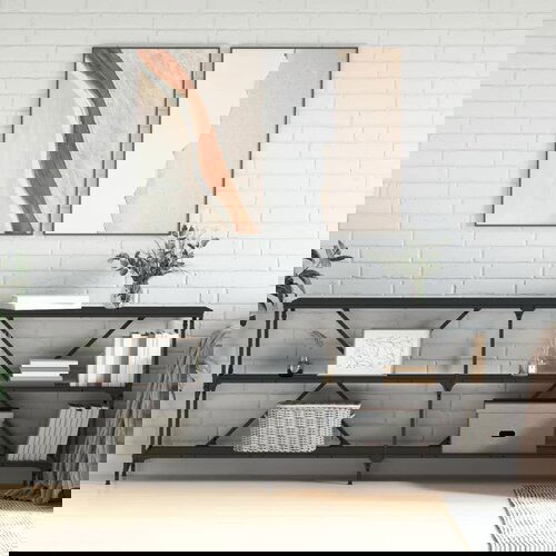 VidaXL Konzolna mizica črna 200x30x75 cm inženirski les in železo Slike