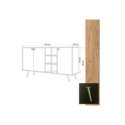 Woody Fashion Komoda VEIT 140x40x89cm Hrast-Crna Cene