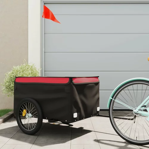  Teretna prikolica za bicikl crno-crvena 45 kg željezna