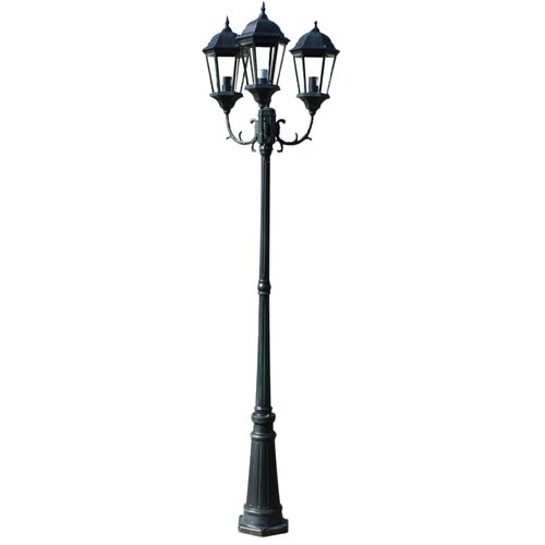 VidaXL Vrtna stupna svjetiljka 3-lanterne 230 cm tamno zelena/crna Slike