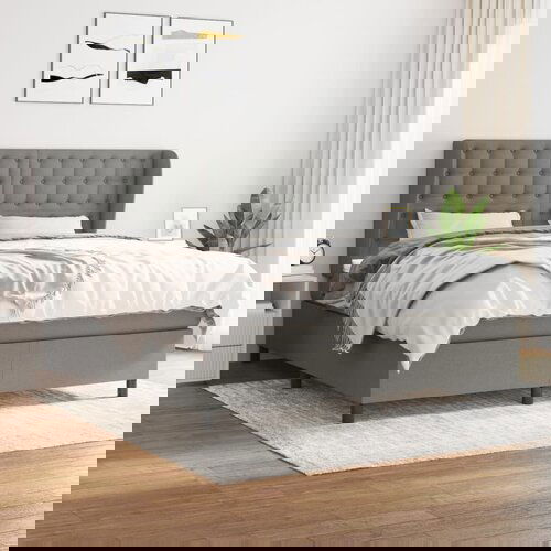  The Living Store Box spring postelja z vzmetnico temno siva 160x200 cm blago - Box Spring Postelja, (21449082) Slike